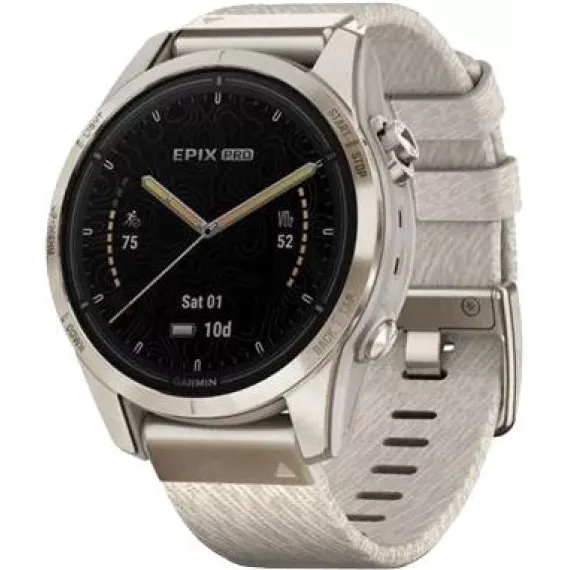 Смарт-часы Garmin epix Pro (Gen 2) Sapphire Edition 42 mm Soft Gold with Cream Heathered Nylon Band