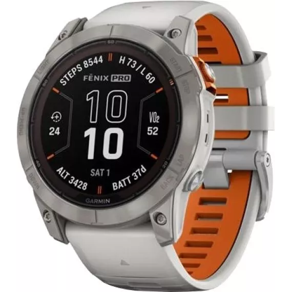 Смарт-часы Garmin Fenix 7X Pro Sapphire Solar Edition Titanium with Fog Gray/Ember Orange Band
